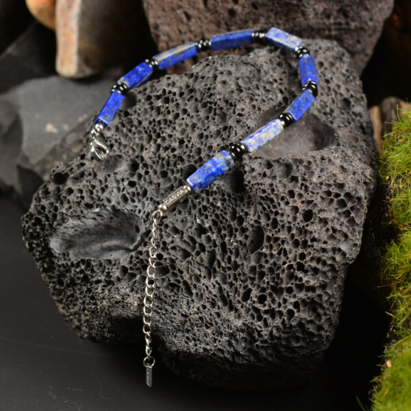 CASVIA chakra protection mens bracelet features lapis lazuli matched with hematite and black agate Equipped with a stainless steel adjustable chain ideal mens jewelry for yourself father and friends - 图片 8