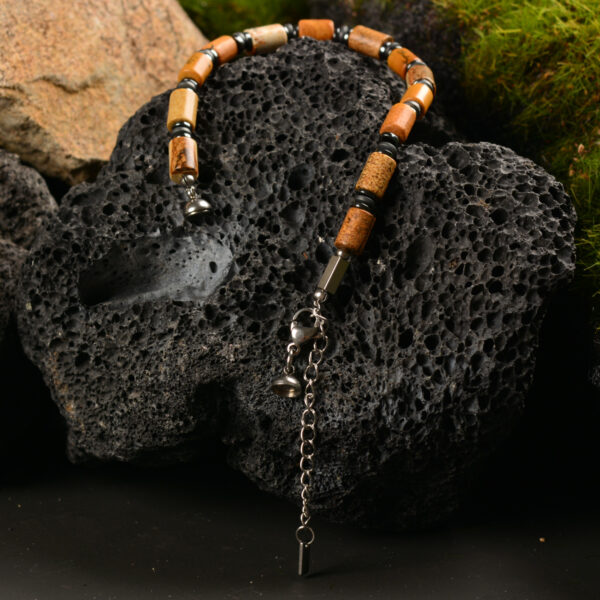 CASVIA mens bracelet with picture jasper and hematite Matched with stainless steel adjustable chain protection bracelet for men and an ideal of mens jewelry for yourself father and friends - 图片 8