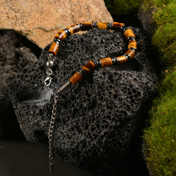 CASVIA chakra mens bracelet with tigers eye and hematite Comes with stainless steel adjustable chain protection bracelet for men and an ideal mens jewelry gift for yourself father and friends - 图片 8